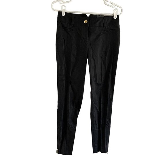 Express Design Studio Wmn SZ 0 Black Low Rise Ankle Length Gold Button Pants NWT - Picture 1 of 11
